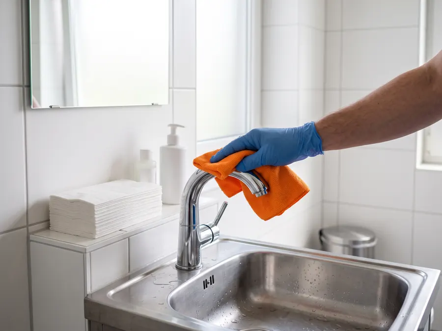 Gereinigter Sanitärbereich eines Gemeinschaftsraums in einer Wohnanlage in Bonn